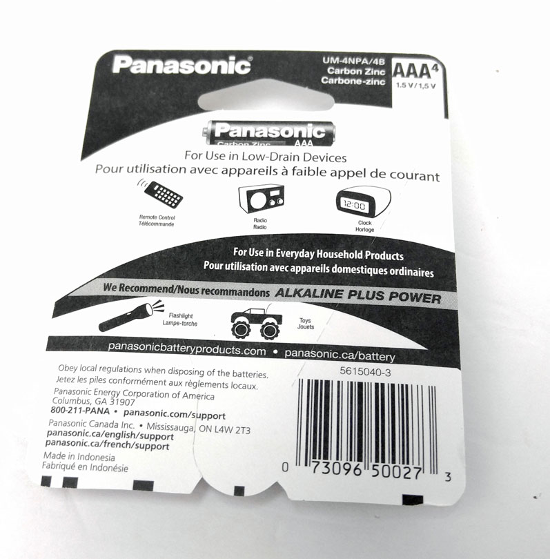 Panasonic Super heavy duty AAA - 4 pack UM-4NPA/4B - Click Image to Close